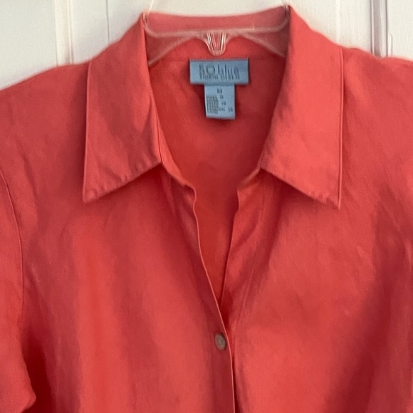 Sigrid Olsen So Blue 100% Linen Button Up Shirt 3/4 Sleeves Preppy Casual Medium - Picture 2 of 10